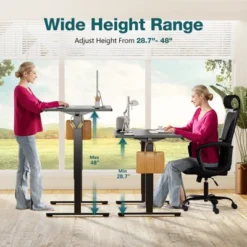 Bestier Height Adjustable Electric Standing Desk, 55" X 24" Ergonomic Sit Stand Up Desk With Hooks And Wire Holes, Memory Computer Home Office Desk