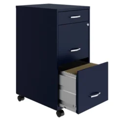 Space Solutions 18 Inch Wide Metal Mobile Organizer File Cabinet For Office Supplies & Hanging File Folders With Pencil Drawer & 3 File Drawers, Navy -Smart Office Sets GUEST 00fe5bd3 6d9c 4cae 8a90 c4cb164aab53