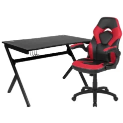 Flash Furniture Gaming Desk And Racing Chair Set With Cup Holder, Headphone Hook & 2 Wire Management Holes -Smart Office Sets GUEST 0116e199 c111 4395 83de b75bbf29cc67