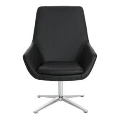 Tubby Chair With Aluminum Base Faux Leather Black - OSP Home Furnishings