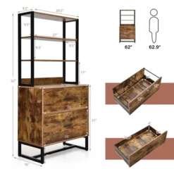 Costway 2 Drawer Vertical File Cabinet W/Lock & Bookshelf, Letter Size Filing Cabinet -Smart Office Sets GUEST 031c615d 04e2 4a75 a436 78f879ec22c6