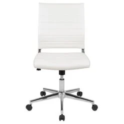 Merrick Lane Ergonomic Swivel Office Chair Ribbed Back And Seat Mid-Back Armless Computer Desk Chair With Metal Base -Smart Office Sets GUEST 03894df1 14b6 4873 b866 e25ca95b571d