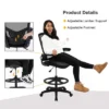 FDW Drafting Chair Tall Office Chair Standing Desk Chair With Flip Up Arms Foot Rest Back Support Adjustable Height Drafting Stool, Black -Smart Office Sets GUEST 038a1002 732e 48d3 9cfe b4b48b0d28ca