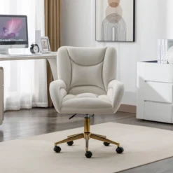 Velvet Fabric 360° Swivel Home Office Chair With Gold Metal Base And Universal Wheels Makeup Vanity Chair Sofa Chairs For Living Room-The Pop Home -Smart Office Sets GUEST 03956b8b b670 4582 9c8c 54a0e9b41e1e