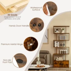 Tangkula 2 PCS Bookshelf W/ Cabinet 6-Tier S-Shaped Bookcase Storage Rack Rustic Brown 15 Tangkula 2 PCS Bookshelf W/ Cabinet 6-Tier S-Shaped Bookcase Storage Rack Rustic Brown -Smart Office Sets GUEST 03ff78b5 f5d1 4eb3 807a dc89006ba087