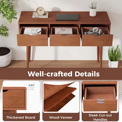Costway Writing Desk 48" Computer Desk Mid Century Modern Work Table With 3 Drawers 7 Costway Writing Desk 48" Computer Desk Mid Century Modern Work Table With 3 Drawers - Image 5