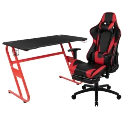 Flash Furniture Gaming Desk And Footrest Reclining Gaming Chair Set With Cup Holder And Headphone Hook -Smart Office Sets GUEST 04430ef6 130f 4be9 9f0a f0784250a3d7
