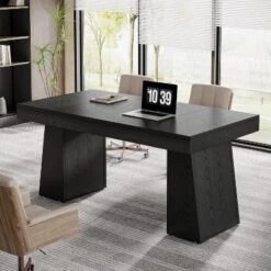 Tribesigns 55 Inches Home Office Executive Desk With Double Trapezoid Base -Smart Office Sets GUEST 0525c43d a924 40b4 811b 6f720226a1db