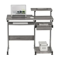 Complete Computer Workstation Desk Gray - Techni Mobili -Smart Office Sets GUEST 05e6c7bf ae29 4d24 91c5 5067c2f15e69