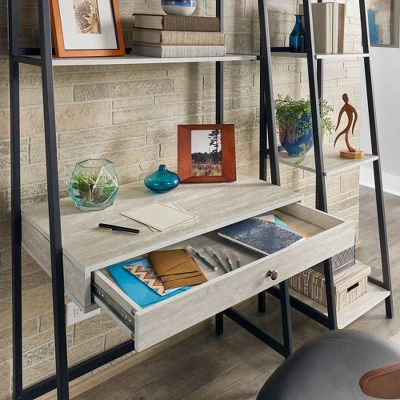 3pc Neveah Marble Ladder Desk And Bookcase Set Matte Black - Inspire Q 5 3pc Neveah Marble Ladder Desk And Bookcase Set Matte Black - Inspire Q - Image 3