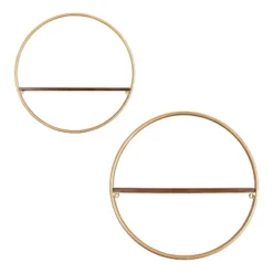 2pc Maxfield Round Wall Shelf Set Walnut Brown - Kate & Laurel All Things Decor -Smart Office Sets GUEST 06902693 4ce0 4767 945c 971653e6d24f