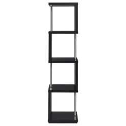 Baxter 4 Shelf Zig Zag Bookcase With Chrome Details - Coaster -Smart Office Sets GUEST 06f6127a ce02 4cd1 b866 bf31be19de94