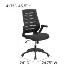 Emma And Oliver High Back Black Mesh Swivel Ergonomic Office Chair With Adjustable Flip-Up Arms -Smart Office Sets GUEST 07369e61 888c 41bb 916d 9d31352f5243