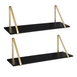 27.5" X 8.2" 2pk Soloman Wooden Shelf Set With Brackets - Kate & Laurel All Things Decor -Smart Office Sets GUEST 079027e0 a9f9 48d1 a929 135ab5bd120b