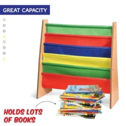 Toddler Book Shelf Organizer - Wooden Kids Book Case Storage & Magazine Rack With 5 Multicolored Nylon Fabric Shelves - Easy-to-Reach Kids Bookshelf -Smart Office Sets GUEST 0797be8e 5d85 478c a9b2 2442773f2540