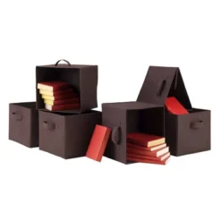 40.08" 7pc Timothy Set Storage Shelf 3X3 With Folding Fabric Baskets Black - Winsome -Smart Office Sets GUEST 0881aca3 76e2 4d3f 9bf1 e992dbd2d7b1
