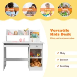 Costway Kids Study Desk Children Writing Table With Hutch Drawer Shelves & Keyboard Tray -Smart Office Sets GUEST 089b664c 383c 4fe5 a312 e8216ce4d618