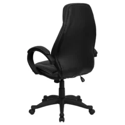 Emma And Oliver High Back Black LeatherSoft Curved Back Swivel Ergonomic Office Chair-Loop Arms