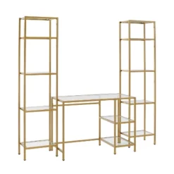 3pc Aimee Desk And Etagere Set Soft Gold - Crosley -Smart Office Sets GUEST 0951d268 4eee 47b7 ab54 83e00409f6f3