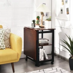 Costway Rolling Computer Desk Folding Writing Office Desk W/ Storage Shelves -Smart Office Sets GUEST 09b593e3 4ef0 48c4 b6e4 8b9e19dd2ba9