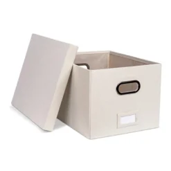 BirdRock Home 1-Pack Collapsible File Storage Organizer With Lid - Cream -Smart Office Sets GUEST 0a09e120 ff80 4197 9da0 980082899d8d