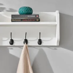 25" X 9" Entryway Floating Utility Wall Shelf With Hooks White - Danya B. 22 25" X 9" Entryway Floating Utility Wall Shelf With Hooks White - Danya B. -Smart Office Sets GUEST 0c1bdc85 4fc4 41e4 8e25 592da5ca88fc