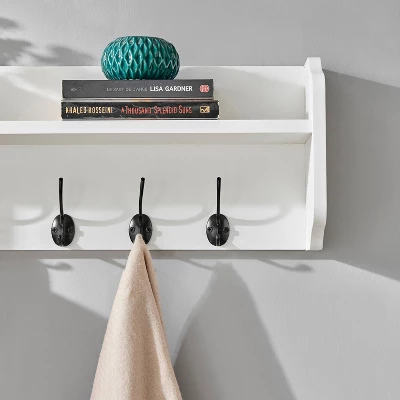 25" X 9" Entryway Floating Utility Wall Shelf With Hooks White - Danya B. 9 25" X 9" Entryway Floating Utility Wall Shelf With Hooks White - Danya B. - Image 7