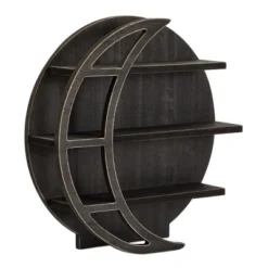 Farmlyn Creek Wooden Crescent Moon Wall Shelf, Rustic Wall Home Decor For Crystals & Essential Oils, Black, 12 X 12 X 3 In -Smart Office Sets GUEST 0c5d8322 dbf4 41d0 ac63 fbd448f39ac3