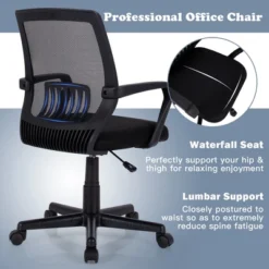 Costway Height Adjustable Mid-Back Mesh Chair Executive Chair W/ Lumbar Support -Smart Office Sets GUEST 0c76d066 654a 4bb2 8363 1c606689e58c