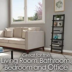 Hastings Home 5-Tier Ladder-Style Bookcase -Smart Office Sets GUEST 0cc1c713 3e1a 4690 aa35 a9e2352f6fc3