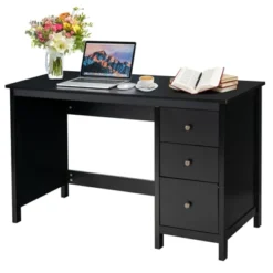 Tangkula Computer Desk Writing Table W/3 Drawers Workstation For Home Office White/Black -Smart Office Sets GUEST 0cc80461 ebf8 4f14 9959 193a13830ab9