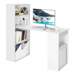 Costway Computer Desk Writing Workstation Office W/6-Tier Storage Shelves WhiteBlack -Smart Office Sets GUEST 0dada372 76db 4716 826f 6b97fa702b57