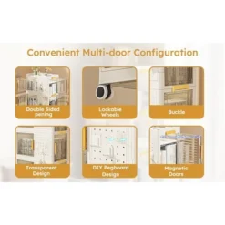 Stackable Storage Bins With Lids 4-Tier, Plastic Storage Bins With Wheels And External Hooks, Mobile Multifunction Utility Storage Organizer -Smart Office Sets GUEST 0e92e377 d8f0 448f b135 c594849c4096