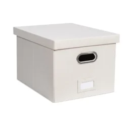 BirdRock Home 1-Pack Collapsible File Storage Organizer With Lid - Cream -Smart Office Sets GUEST 0f2254cf 5246 404d bebf 090410e849b7