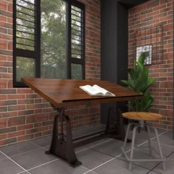 Industrial Teak Wood Console Table Brown - Olivia & May -Smart Office Sets GUEST 0fd26149 99f7 4752 ac2a 4364ad60b445