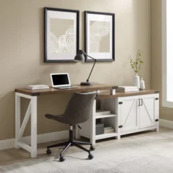 Farmhouse Rustic L Shaped Desk With Storage - Saracina Home -Smart Office Sets GUEST 110579ad f8b1 4d69 8abb 59949828ed38