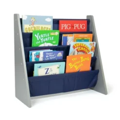 Newport Kids' Bookshelf 4 Tier Book Organizer Navy/Gray - Humble Crew