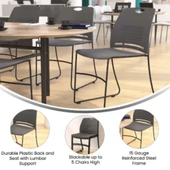 Emma And Oliver Heavy Duty 660 Lb. Capacity Ergonomic Polypropylene Stack Chair With Perforated Back And Steel Sled Base 19 Emma And Oliver Heavy Duty 660 Lb. Capacity Ergonomic Polypropylene Stack Chair With Perforated Back And Steel Sled Base -Smart Office Sets GUEST 1272c565 8280 4632 9938 3affbc1fce08