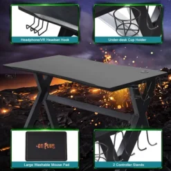 Costway X-Shaped Gaming Desk & Racing Style Massage Chair Set Home Office Black+White/Blue/Grey/Red -Smart Office Sets GUEST 12be490d e557 49fe b73f 8b51e6bc7ea9