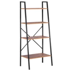 HOMCOM Industrial 4 Tier Ladder Shelf Bookshelf Vintage Storage Rack Plant Stand With Wood Metal Frame For Living Room Bathroom -Smart Office Sets GUEST 14d1396d da69 457d adcd efbe829d06ce