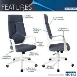 Modern Studio Office Chair Gray/White - Techni Mobili -Smart Office Sets GUEST 159d2ef6 ac0d 4944 8e27 4d751abcab29