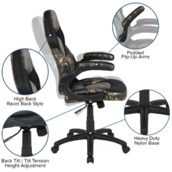 Flash Furniture Gaming Desk And Racing Chair Set With Cup Holder, Headphone Hook And Removable Mouse Pad Top - 2 Wire Management Holes -Smart Office Sets GUEST 15b1e7ee 35ee 49c4 9b7c c17606d67966