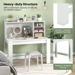 Costway Computer Desk With Hutch 2 Power Outlets USB & Type-c Charging Ports 3 Shelves White/Black -Smart Office Sets GUEST 15bc005d a054 4eab ba5c 559b2abb4240