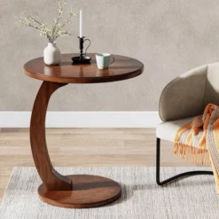 LITTLE TREE Boho Round C Shaped End Table Brown -Smart Office Sets GUEST 15c74c58 f698 40ac 8287 424ef3611df1