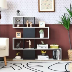 Costway 5-Tier Bookshelf Corner Ladder Bookcase Display Storage Rack Black White 13 Costway 5-Tier Bookshelf Corner Ladder Bookcase Display Storage Rack Black White -Smart Office Sets GUEST 18b1b14c 14c6 4d66 a7dc 5ca0e138858d