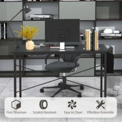 Costway Modern Computer Desk 47'' Study Writing Table W/ Storage Bag Coffee Black/Brown/Coffee -Smart Office Sets GUEST 18d2b519 bb31 4891 b5bd c73d9821616a