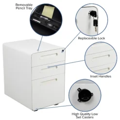 Flash Furniture Work From Home Kit - White Adjustable Computer Desk, LeatherSoft Office Chair And Inset Handle Locking Mobile Filing Cabinet -Smart Office Sets GUEST 1957be9a 7ebf 4299 957a 3c874fc7007e 1