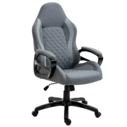 Vinsetto Ergonomic Home Office Chair High Back Task Computer Desk Chair With Padded Armrests, Linen Fabric, Swivel Wheels, And Adjustable Height, Gray -Smart Office Sets GUEST 1986390a f600 4cb6 882b 4494be1e5a5a