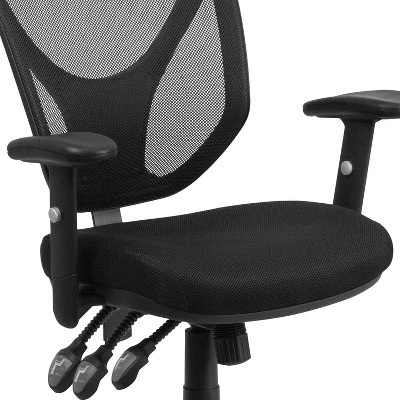 Emma And Oliver Mid-Back Black Mesh Multifunction Swivel Ergonomic Task Office Chair - Arms 7 Emma And Oliver Mid-Back Black Mesh Multifunction Swivel Ergonomic Task Office Chair - Arms - Image 5