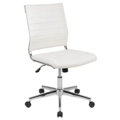 Merrick Lane Ergonomic Swivel Office Chair Ribbed Back And Seat Mid-Back Armless Computer Desk Chair With Metal Base -Smart Office Sets GUEST 19a8d806 b308 4390 9633 b5d901c5cb48